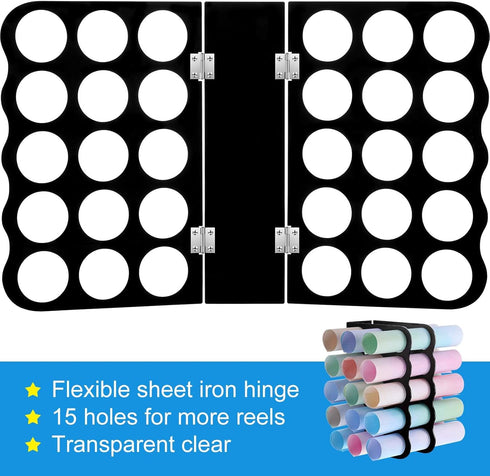 Vinyl Storage Rack Store Up to 15 Vinyl Rolls Acrylic Storage Organizer Aperture 2 Inch Multiple Display Holder for Craft Room and More, 12 x 7.8 ...