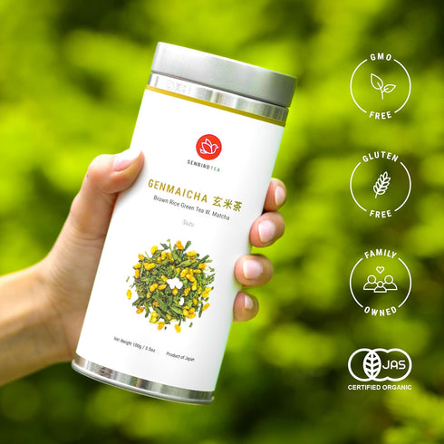 Senbird Premium Genmaicha With Matcha - Japanese Brown Rice Green Tea With Matcha - From Kyoto, Japan - Loose Leaf Tea In Airtight Tea Tin (3.5oz/...