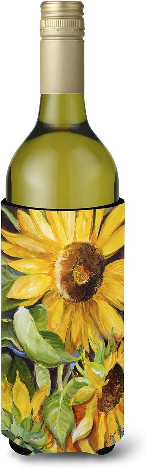 Caroline's Treasures JMK1172LITERK Sunflowers Wine Bottle Hugger Bottle Cooler Sleeve Hugger Machine Washable Collapsible Insulator Beverage Insul...