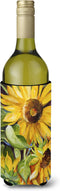 Caroline's Treasures JMK1172LITERK Sunflowers Wine Bottle Hugger Bottle Cooler Sleeve Hugger Machine Washable Collapsible Insulator Beverage Insul...