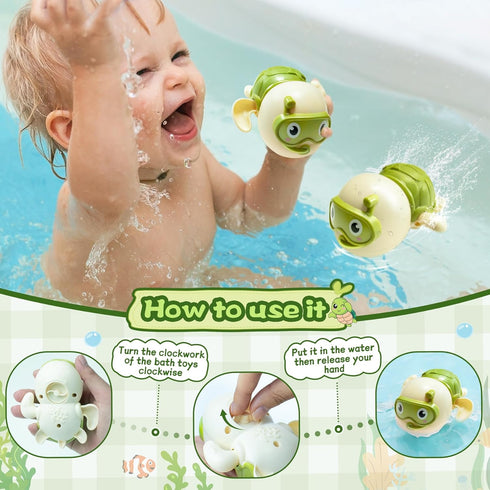 Baby Bath Thermometer & Swimming Turtle Floating Bath Toys, BPA-Free Bath Thermometer Baby Safety, Backlit Display Bathtub Thermometer Baby Water ...