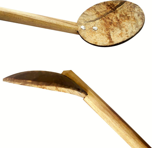 10"" Handmade Coconut Shell Spoon Set - 3-Pack, Strong Teak Wood Handle, Sustainable Srilankan Kitchen Utensils, Eco-Friendly Cooking Tools for He...