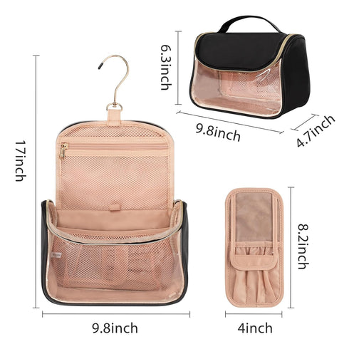Ethereal Makeup Bag Travel Bag with Hanging Hook, Portable Toiletry Bag for Women with Small Brushes Bag Clear Cosmetic Bag...