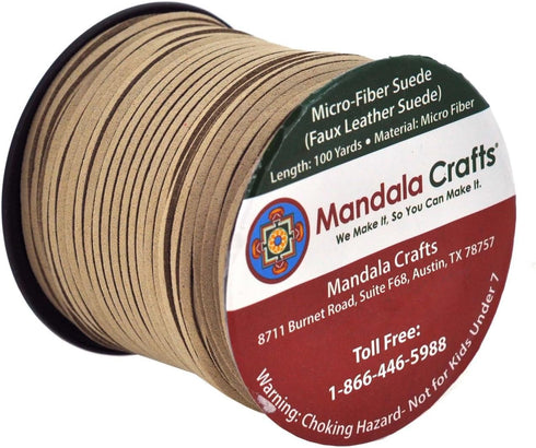Mandala Crafts Faux Suede Cords Tan Leather Cords for Jewelry Making - 2.65mm Leather Laces Leather Strips Flat Vegan Leather Strings for Dream Ca...