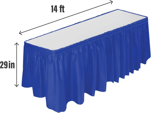 DecorRack Table Skirt, 29 in x 14 ft -BPA Free- Plastic Tableskirt, Disposable, Reusable, Rectangular Tablecloth Skirt, Royal Blue (1 Pack)...
