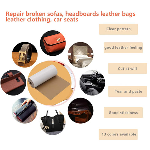 Leather Repair Patch, 4 x 65 inch Self-Adhesive Leather Repair Tape, Leather Patches for Couch, Car Seats, Handbags, Jackets, First Aid Patch?Choc...
