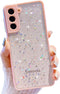 Compatible with Samsung Galaxy S21 Case for Women Girls,Soft Slim Fit Full-Around Protective Cute Clear Sparkly Bling Star Phone Case Glitter Cove...