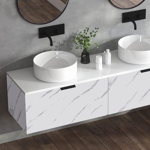 TORC White Marble Wallpaper Peel and Stick 17.1" x 120", Self Adhensive Faux Marble Contact Paper for Countertop Table Furniture...