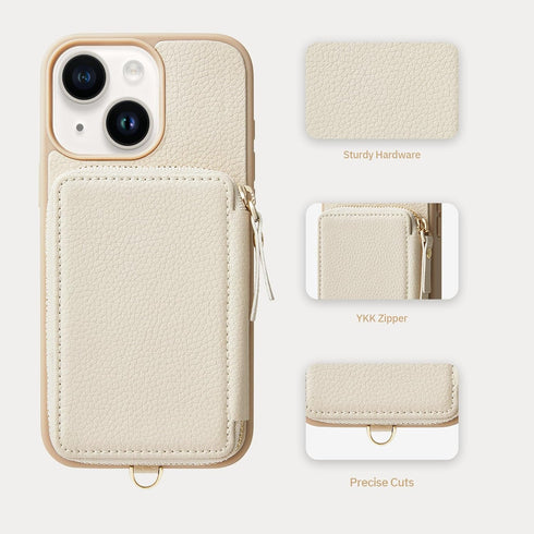 ZVE for iPhone 13 Wallet Case with Credit Card Holder, Zipper RFID Blocking Leather Case with Wrist Strap, Handbag Case Purse Cover for Women for ...