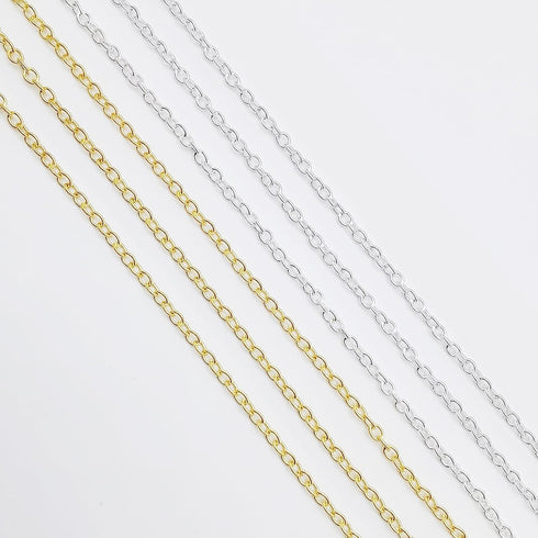 60 Feet Metal Iron Necklace Chains 3mm Bulk Curb Link Chain for Jewelry Making DIY Craft Supplies (Silver and Gold)...