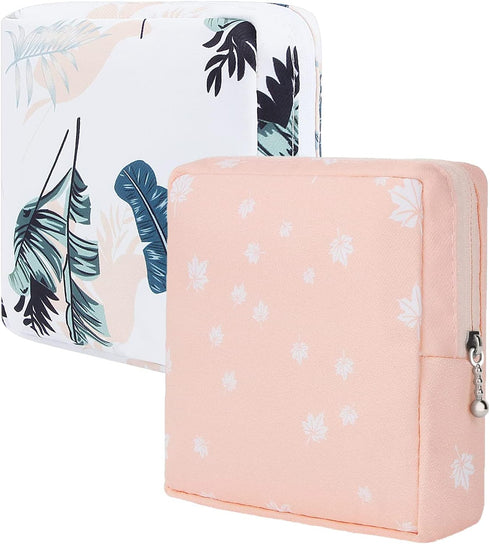 Sanitary Napkin Storage Bags,Reusable Menstrual Pads Storage Organizers Pouch Kit,Fashion Pattern Zipper Panty Liners Bag,Sanitary Bags for Femini...