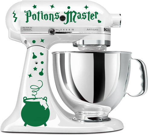 Potions Master Wizard Cauldron Green Vinyl Decal Set Stand Mixer Witches Wicca Mage...