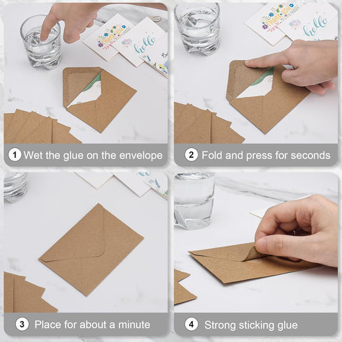 100 Pack 4 x 2.75" Mini Envelopes 120GSM Gift Card Kraft Envelopes Bulk Small Paper Gift Card Sleeves Greeting Card Business Card Brown Tiny Envel...