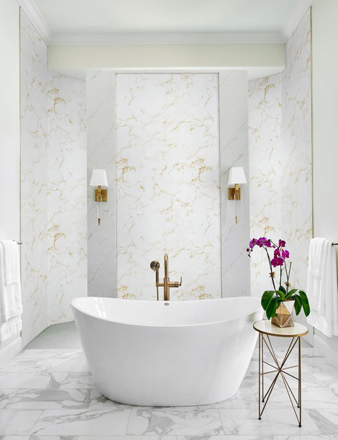 White Marble Contact Paper Glossy Marble Peel and Stick Wallpaper Yellow Marble Grain Self Adhesive Wallpaper DIY Removable Contact Paper Waterpro...