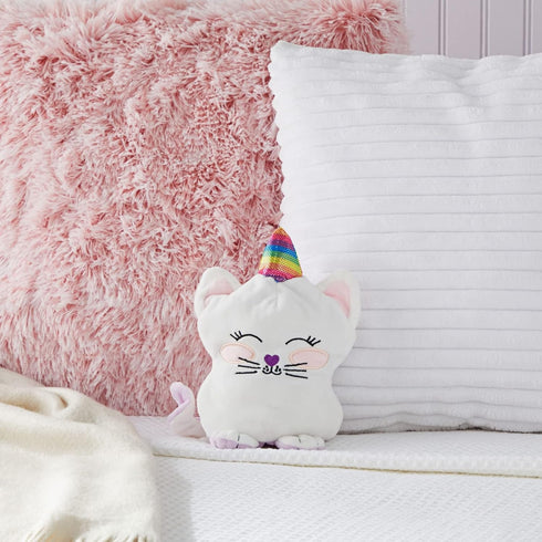 BLUE PANDA Small Reversible Caticorn Plush Toy, Lavender and White Caticorn Plushie with Rainbow Horn (6 x 12 in)...
