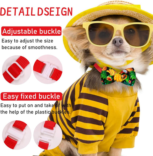 15pcs Summer Small Dog Collar with Bow Ties, Bulk Adjustable Hawaii Fruit Pattern Dog Bow Ties, Pet Dog Collar Grooming Bowties, Puppy Dog Bow Tie...