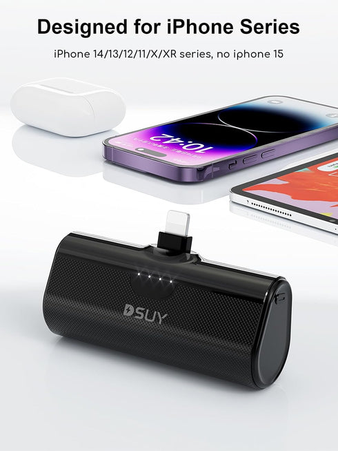 5000mAh 2 Packs Portable Phone Charger iPhone with Built-in Cable, MFi Certified Portable Power Bank External Battery Pack Charger Compatible with...