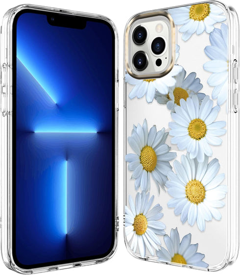 BAISRKE Compatible with iPhone 13 Pro Case,Clear Case with Flowers,for Girly Women,Shockproof Floral Pattern Hard Back Cover for iPhone 13 Pro Cas...