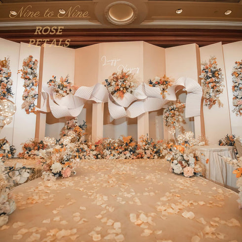Nine to Nine Pack of 1000 Rose Petals, Artificial Flowers for Decoration Wedding Party (Champagne)...