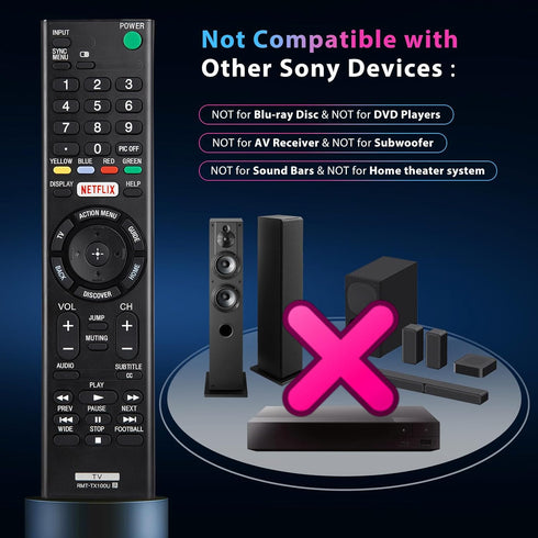 Universal for Sony TV Remote Control Replacement Compatible with Sony Bravia Smart LCD LED HD TVs RMT-TX100U...