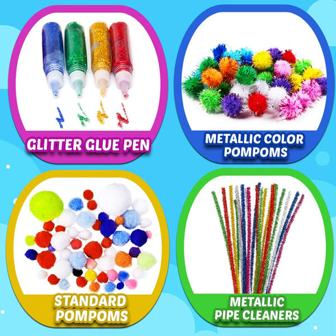 Goody King Arts and Crafts Supplies for Kids - Craft Art Supply Jar Kit for Student Age 4 5 6 7 8 9 10 Year Old Crafting Activity - Collage Arts S...