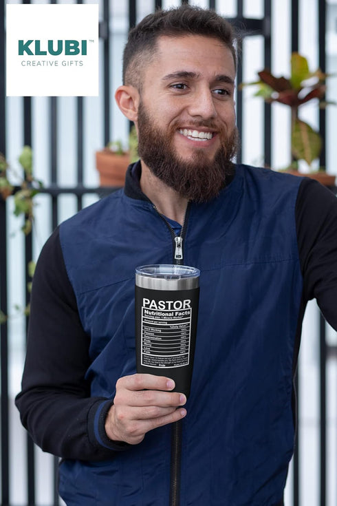 KLUBI Pastor Gift 20 Ounce Travel Coffee Mug Tumbler - Funny Idea for Appreciation, Wife, Faith Based, Birthday - Men and Women...