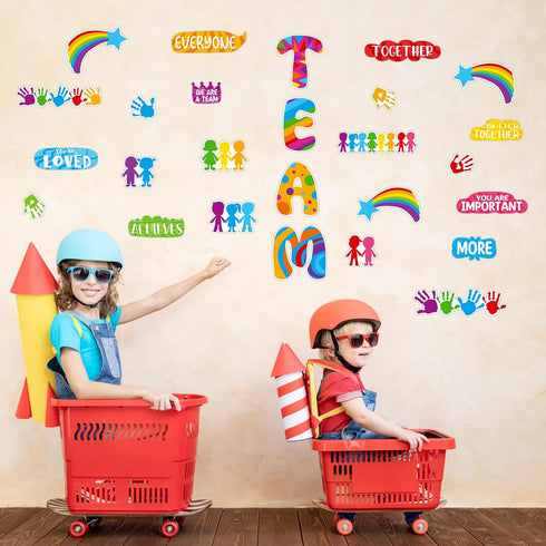 Qilery 36 Pcs Classroom Bulletin Board Decorations Set Teamwork Classroom Decor Welcome Bulletin Board Craft for Kids Kindergarten Preschool Eleme...