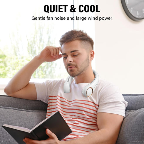 Neck Fan, USB Rechargeable Personal Fan, 3 Speeds Adjustable, Large air outlet Powerful Strong Wind, Adjustable, 360° Cooling, Super Quiet, No Bla...