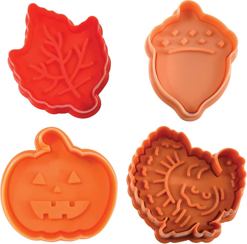 R&M International 0 Autumn 2" Pastry/Cookie/Fondant Stampers, Turkey, Acorn, Pumpkin, Oak Leaf, 4-Piece Set...