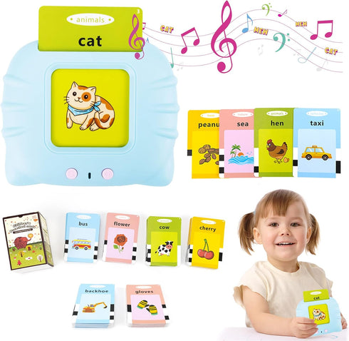 Talking Flash Cards for Toddlers Ages 2-3 Years Educational Toddlers Learning Toys Ages 2-4 Toddler Flash Cards 1-2 Years Speech Therapy Toys Blue...