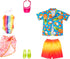 Barbie & Ken Fashions 2-Pack Clothing & Accessories Set, 1 Swimsuit, Sarong & Visor for Barbie Doll & 1 Tropical Shirt, Swimsuit & Shoes for Ken D...