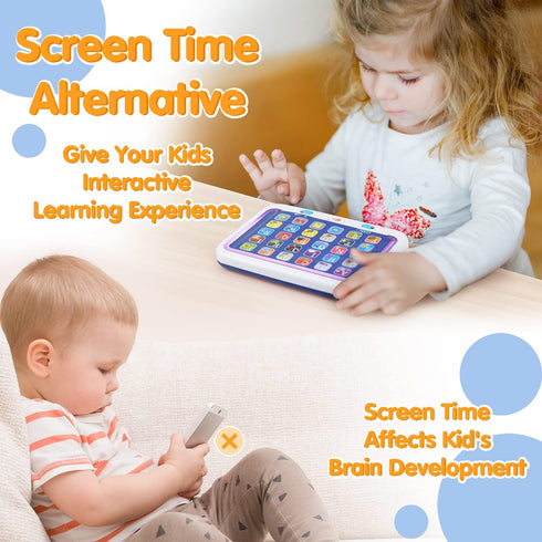 PLAY Spanish & English Learning Tablet for Toddlers 1-3, Kids Bilingual Interactive Alphabet ABC Letters, Words, Color Learning Toys Tablets, Educ...