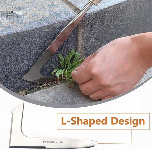 Crack Weeder Weed Removal Tool - Stainless Steel Gardening Hand Tools ?Wood Handle Weed Remover Tool Manual Weeder for Easy and Quick Weed Removal...