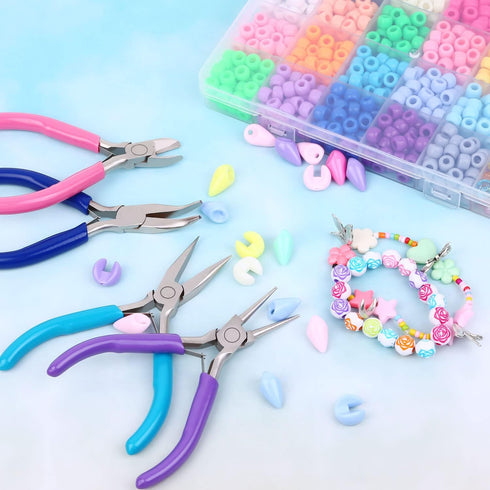 Jewelry Pliers, Shynek 4pcs Jewelry Making Tools Kit with Needle Nose Pliers/Chain Nose Pliers, Round Nose Pliers, Wire Cutters and Bent Nose Plie...