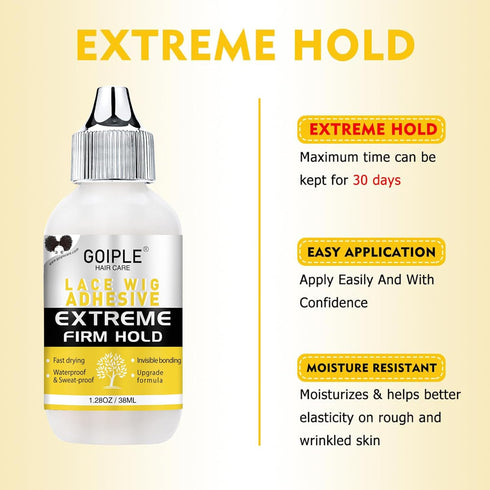 Goiple Wig Glue Lace Glue for Lace Front Lace Wigs, Waterproof Lace Front Wig Glue for Wigs, Strong Hold Transparent Lace Adhesive for Hair Replac...