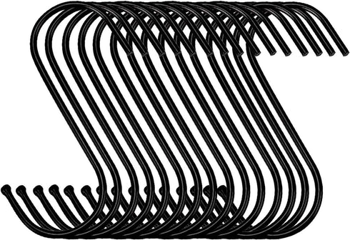 30 Pack Black S Hooks Steel Hanging Hooks Heavy Duty S Hanger Hook Metal Kitchen Pot Rack Hooks Closet Hooks for Hanging Pan, Cups, Jeans, Plant...