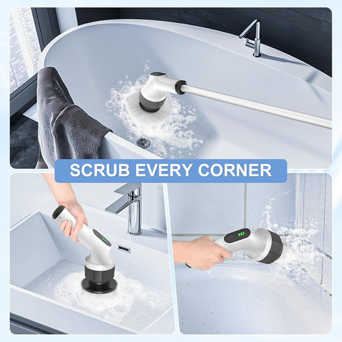 Electric Spin Scrubber, Shower Cleaner Brush, Shower Scrubber with Long Handle 53.2inch, 2H Fast Charge, IPX7 Waterproof, Bathroom Cleaning Brush ...