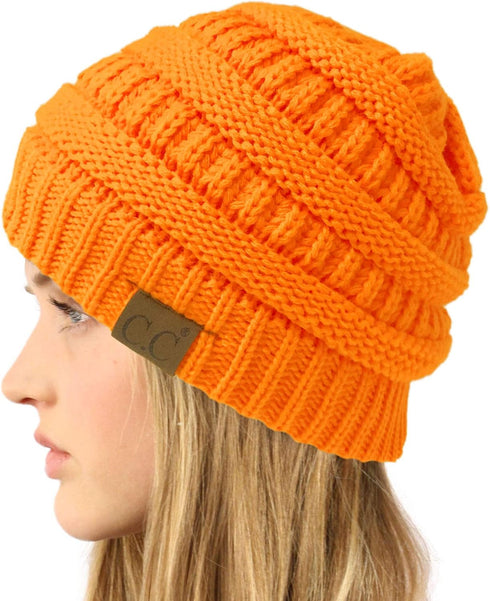 C.C Women's Thick Knit Beanie, Neon Orange...