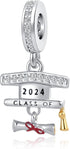 Graduation 2024 Gift Charm Bachelor's Hat Scroll Bead for Pandora Bracelet Necklace...