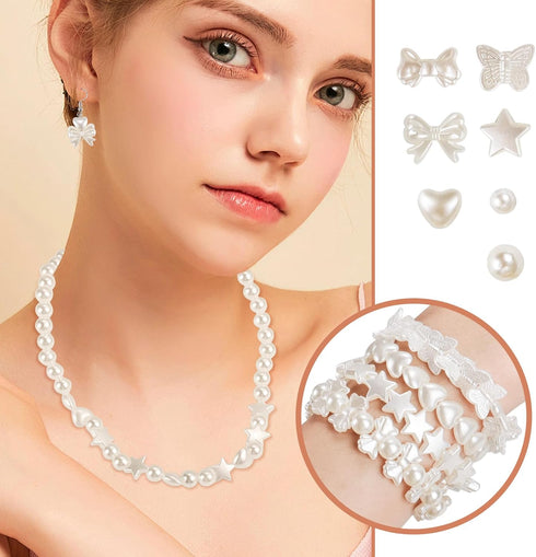 Lemonkey 200Pcs 6mm Pearl Beads Cute ABS Imitation Pearl Beads Loose White Aesthetic Beads for Bracelets Jewelry Making Necklace Earrings Accessor...