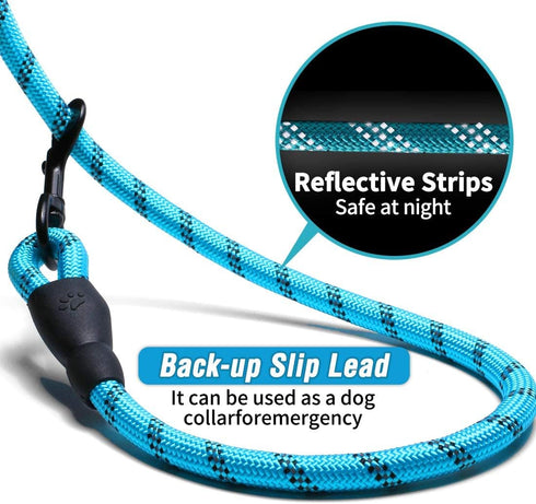 Dog Leash 10FT Thick Durable Nylon Dog Rope - Comfortable Padded Handle Reflective Rope Dog Leash for Medium Large Dogs with Collapsible Pet Bowl ...