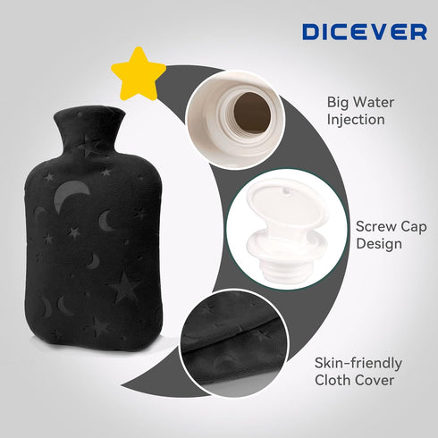 Hot Water Bottle with Soft Cover, 2L Hot Water Bag for Menstrual Cramps, Neck and Shoulder Pain Relief, Hot and Cold Therapies, Hand Feet Warmer, ...