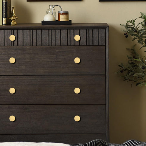 RZDEAL Cabinet Knobs Solid Brass Round Dresser Drawer Knobs and Pulls Simple Decorative Kitchen Cabinet Door Handles (4Pcs, 1.1"x0.78")...