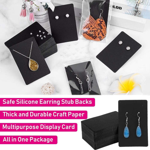 anezus Earring Cards, Earring Packaging Holder Cards Earring Display Cards with Earring Bags and Earring Backs for Necklace Jewelry Packaging Blac...