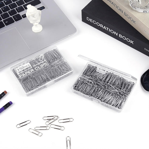700 PCS Paper Clips, Small Paper Clips for Paperwork, 2 Boxes of 350 PCS Each, Sturdy and Upgraded Plastic Boxes Well Packed, Easy to Use in Offic...