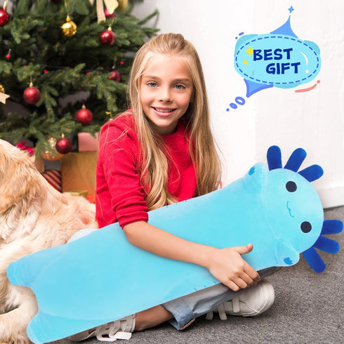 Long Axolotl Stuffed Animals, Soft Long Axolotl Plush Pillow Cute Axolotl Plush Body Pillow Gifts for Kids Girlfriend(Blue, 50cm)...