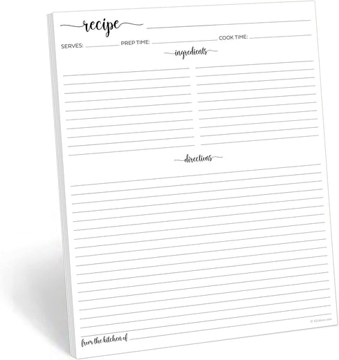 321Done Recipe Paper 8.5x11 White, 50-Pack, Made in USA, Full Page Blank Recipe Paper to Write in Your Own Recipes, Minimalist Letter Size Refill ...