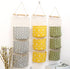 3Pcs Wall Hanging Storage Bag, Creatiee Waterproof Over The Door Closet Organizer Linen Farbric Hanging Pocket Organizer with 3 Remote-Sized Width...