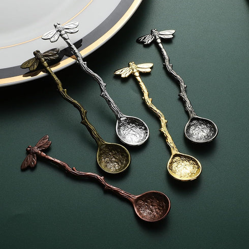 Dragonfly Spoon Coffee Spoon Teaspoon Stainless Steel Tableware Creative Sugar Spoon Tea Spoon Stir Bar Spoon Stirring Spoon, Dessert Spoon, Cake ...