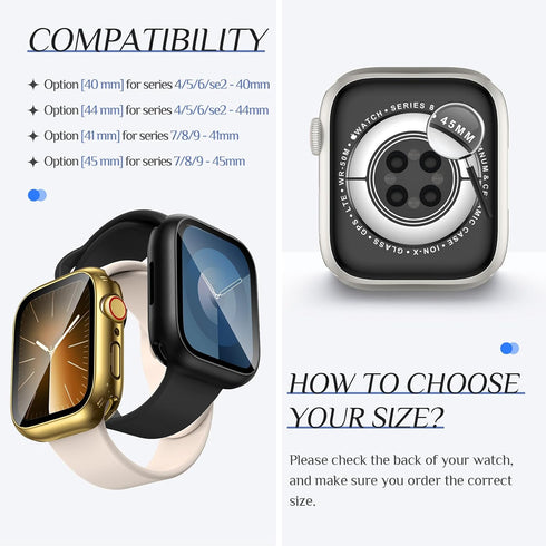2-Pack Goton Waterproof Apple Watch Case for SE Series 6 5 4 Screen Protector 44mm, 360 Protective Glass Face Cover + Back Bumper for iWatch Acces...
